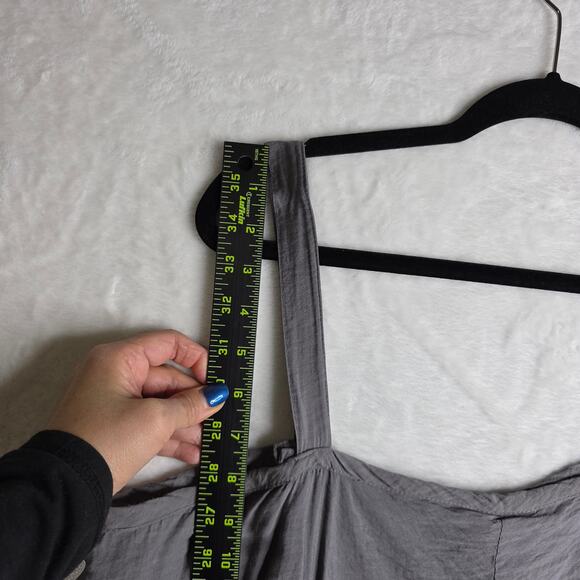 Cut Loose crosshatch L/XL Gray Super Wide Legs Relaxing Jumpsuit Seashell Button - Picture 7 of 16